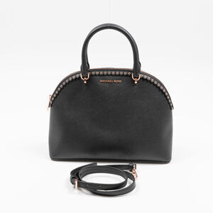 Michael Kors Dome Emmy Saffiano Leather Satchel Shoulder Handbag Black 420029